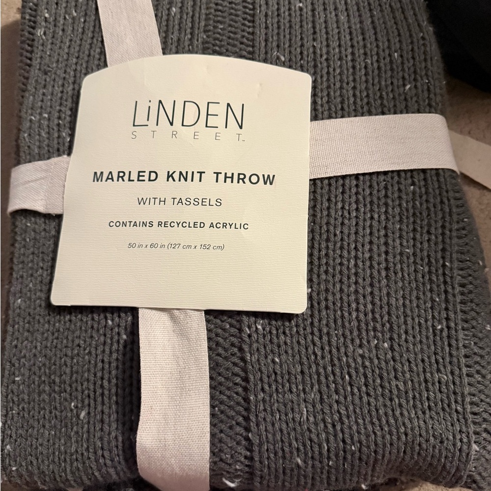 Linden Gray Marled Knit Throw